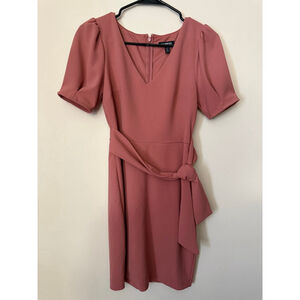 Women's EXPRESS Dusty Rose Petite Puff Sleeve Tie-Waist Dress XSP